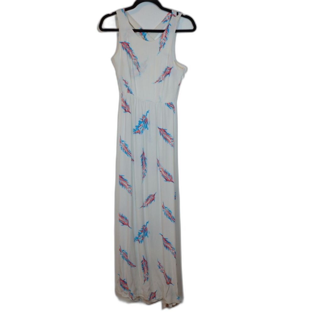 Boho Womens Maxi Dress Size S Feather Print